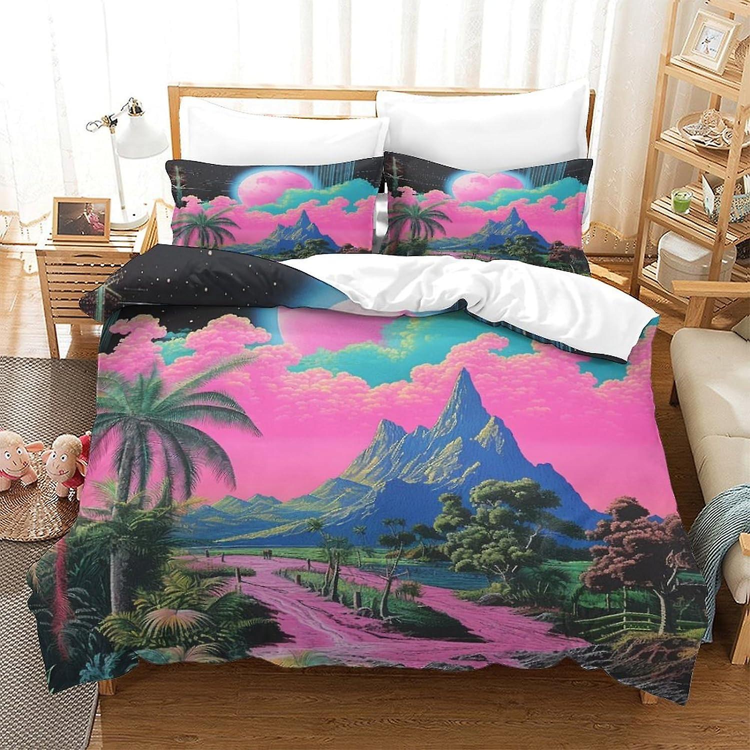 3D Printed Sunny Beach Duvet Cover Set Passionate Party Bedding Set, Soft Microfibre, 2 Pillowcases, Hidden Zip,