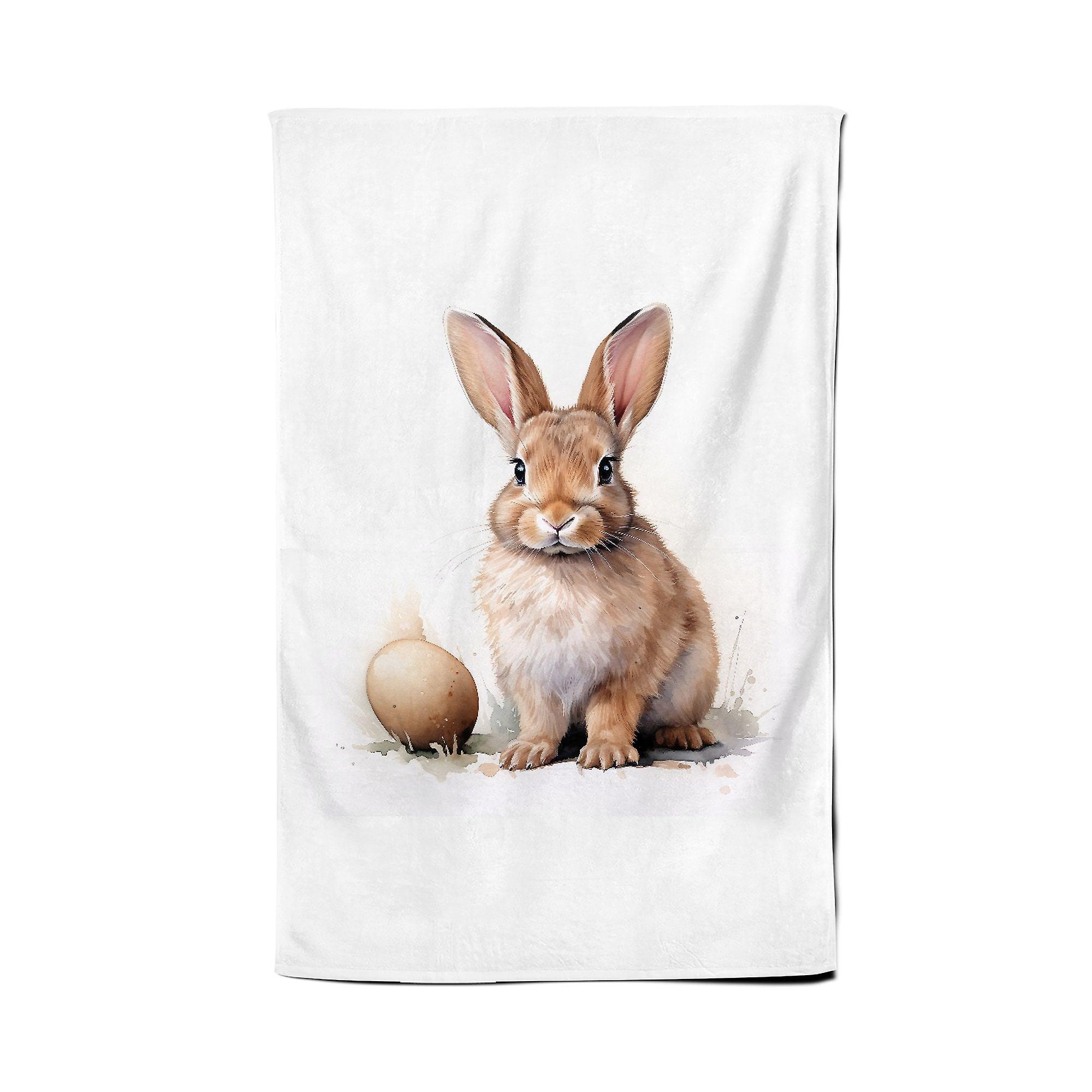 A Watercolour Easter Bunny Tea Towel