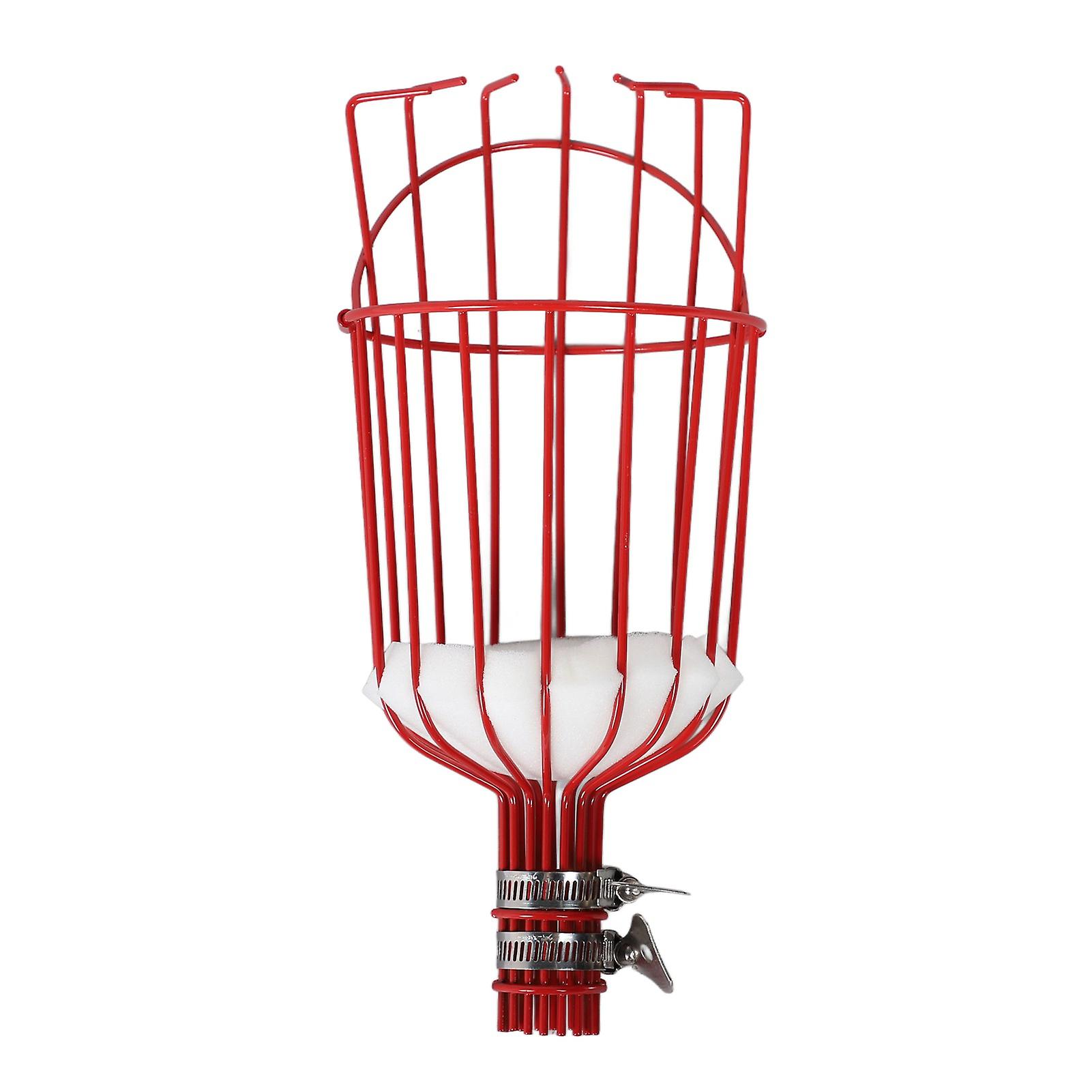 Fruit Picker Basket Detachable Prevent Rust Multifunctional Fruit Picker Tool Fruit Harvester Attachment for 3cm Diameter Pipe Red