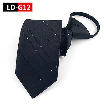 Mens 7cm Skinny Zipper Ties Fashion Business Casual Lazy Tie Series Black Red Ties for Men Striped Tie Solid Color Ties