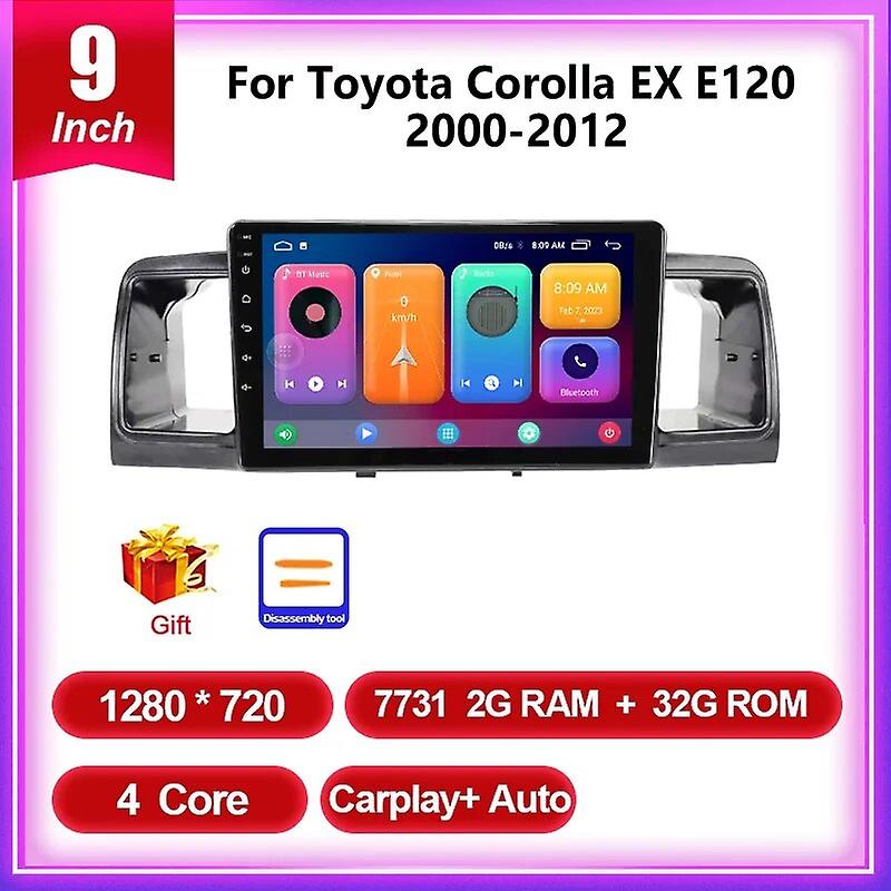 Car Radio Multimedia Video Player Navigation Car Stereo For Toyota Corolla Ex E120 2000 - 2012 Android 12 Carplay Auto 2din