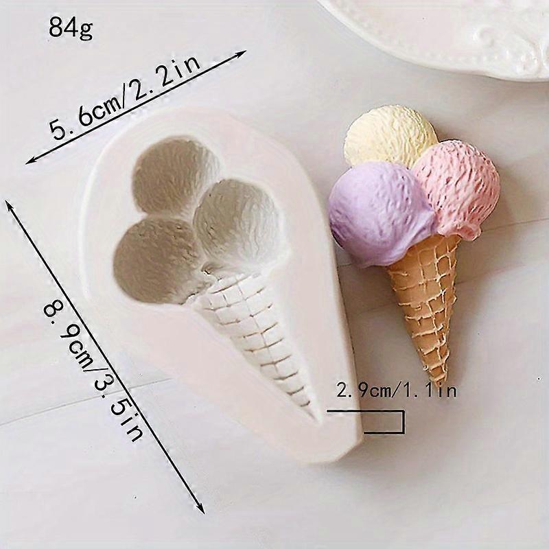 1pc, Ice Cream Shaped Chocolate Mold, Simulation Ice Cream Cone Silicone Mold, Candy Mold, Fondant Mold, Biscuit Mold, Ice Cream Mold, For DIY Cake De