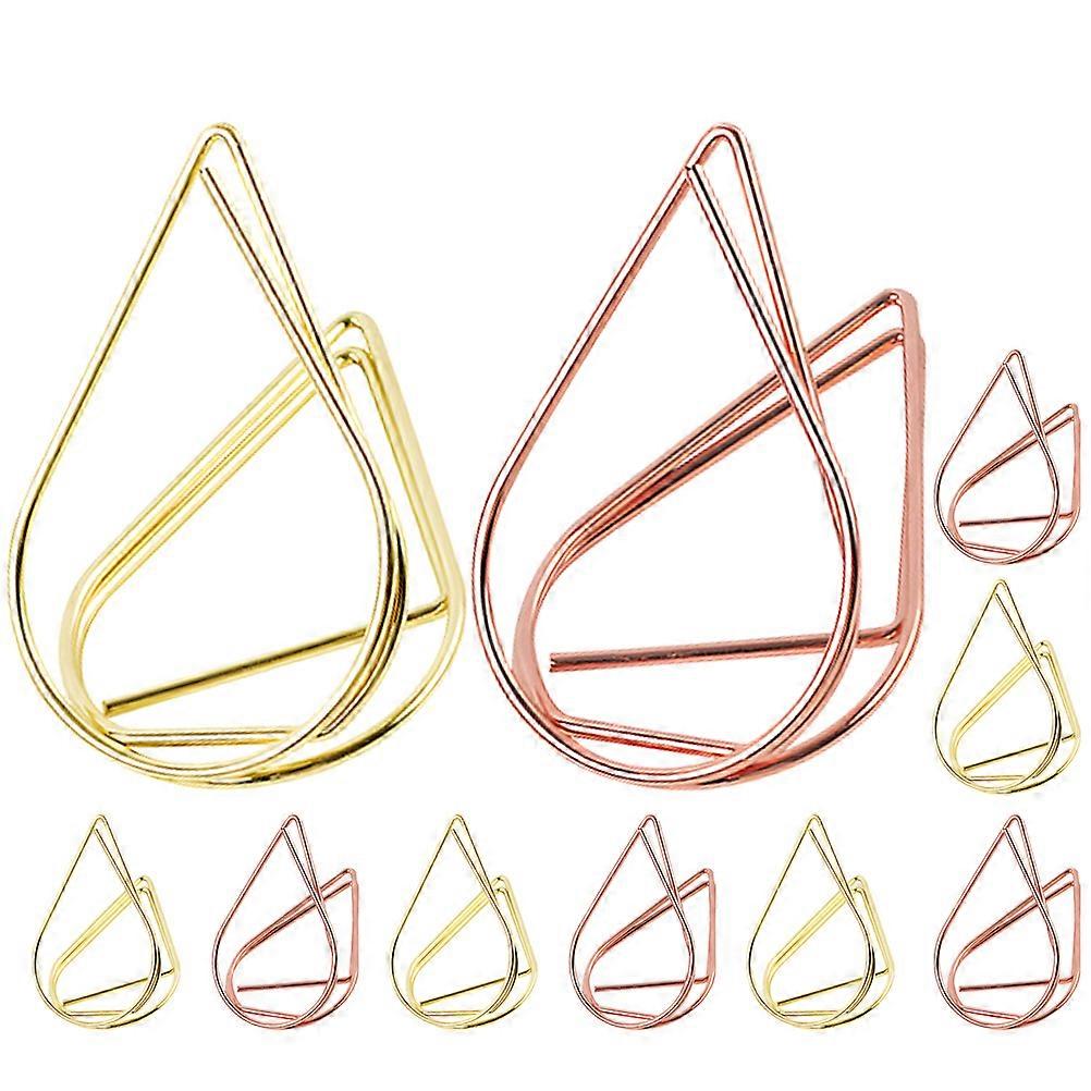 10pcs Paper Note Metal Clips Decorative Memo Clamp Water Dripping Shaped Table Name Clamp