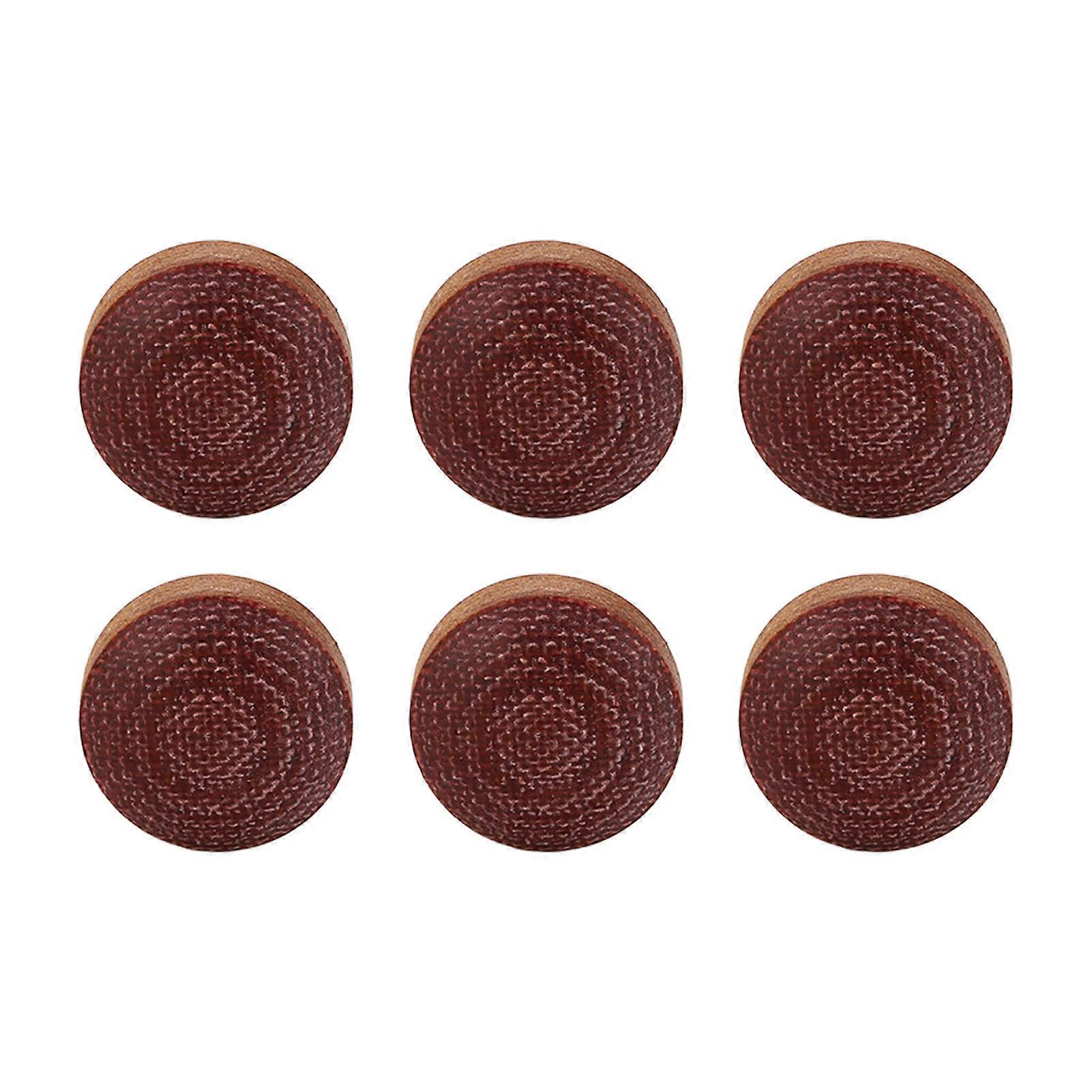 6pcs Billiard Pool Cue Tips 14mm Crystal Pool Cue Tips Replacement Kit Billiard Cue Tips Brown
