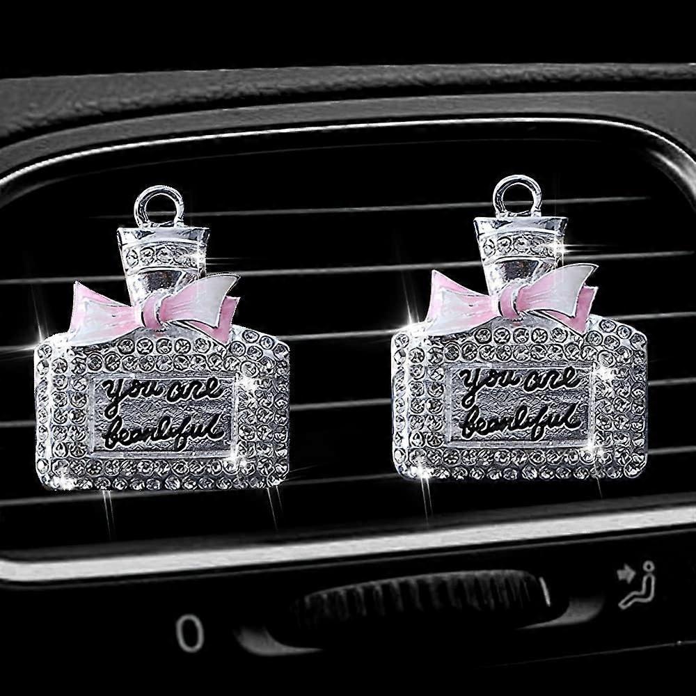 2 Pack Car Air Vent Clip Charms, Crystal Car Diffuser Vent Clip, Rhinestone Oil Diffuser Vent Clip,