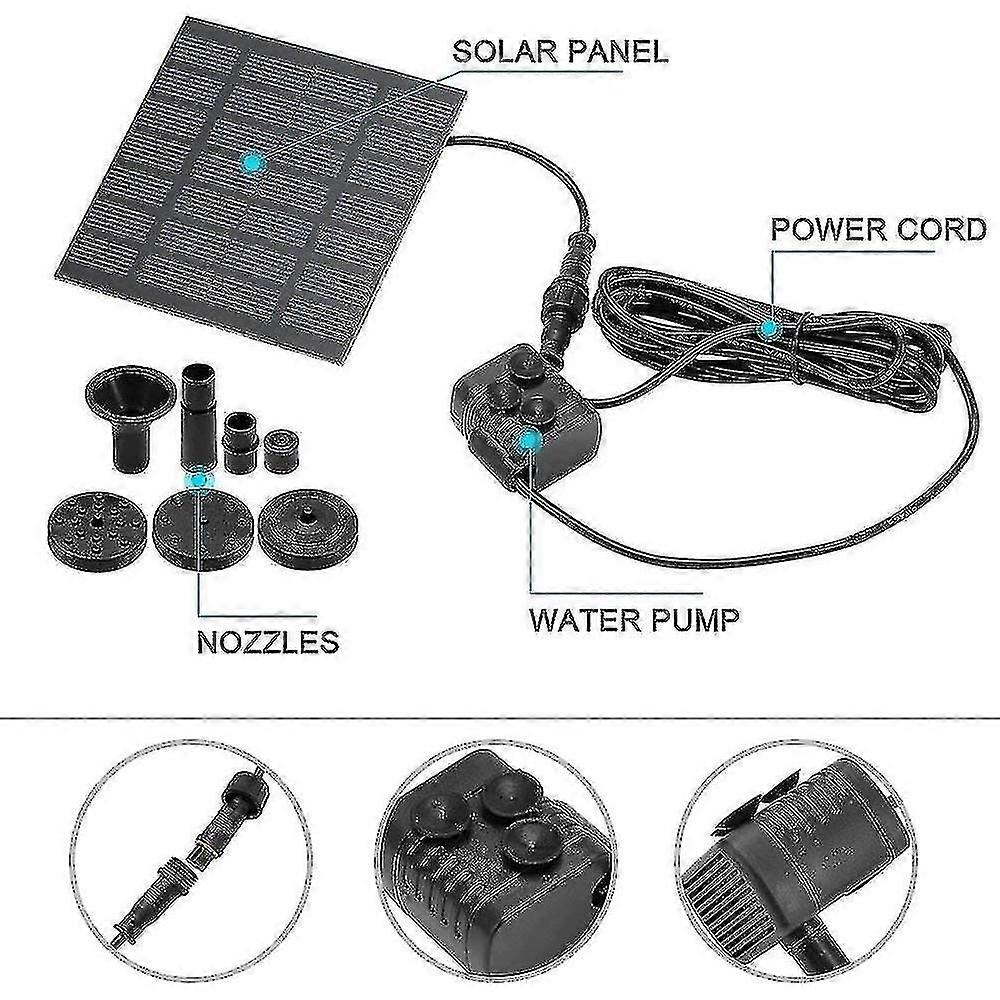 Solcellsdriven fontänpump, 1,5w solcellsdriven vattenpump solpanelkit