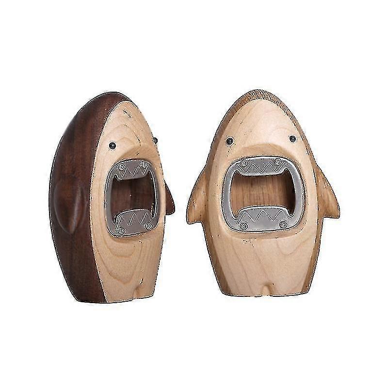 2 pezzi di legno a forma di squalo apribottiglie apribirra tappo bar strumenti