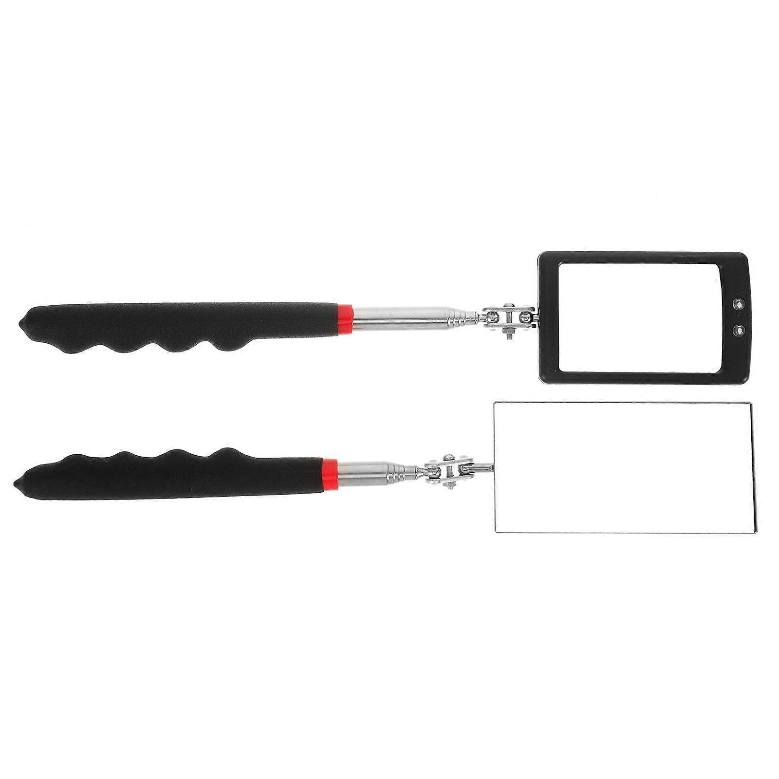 2pcs Auto Inspection Mirror Flexible Telescoping Mirror Square LED Mirror