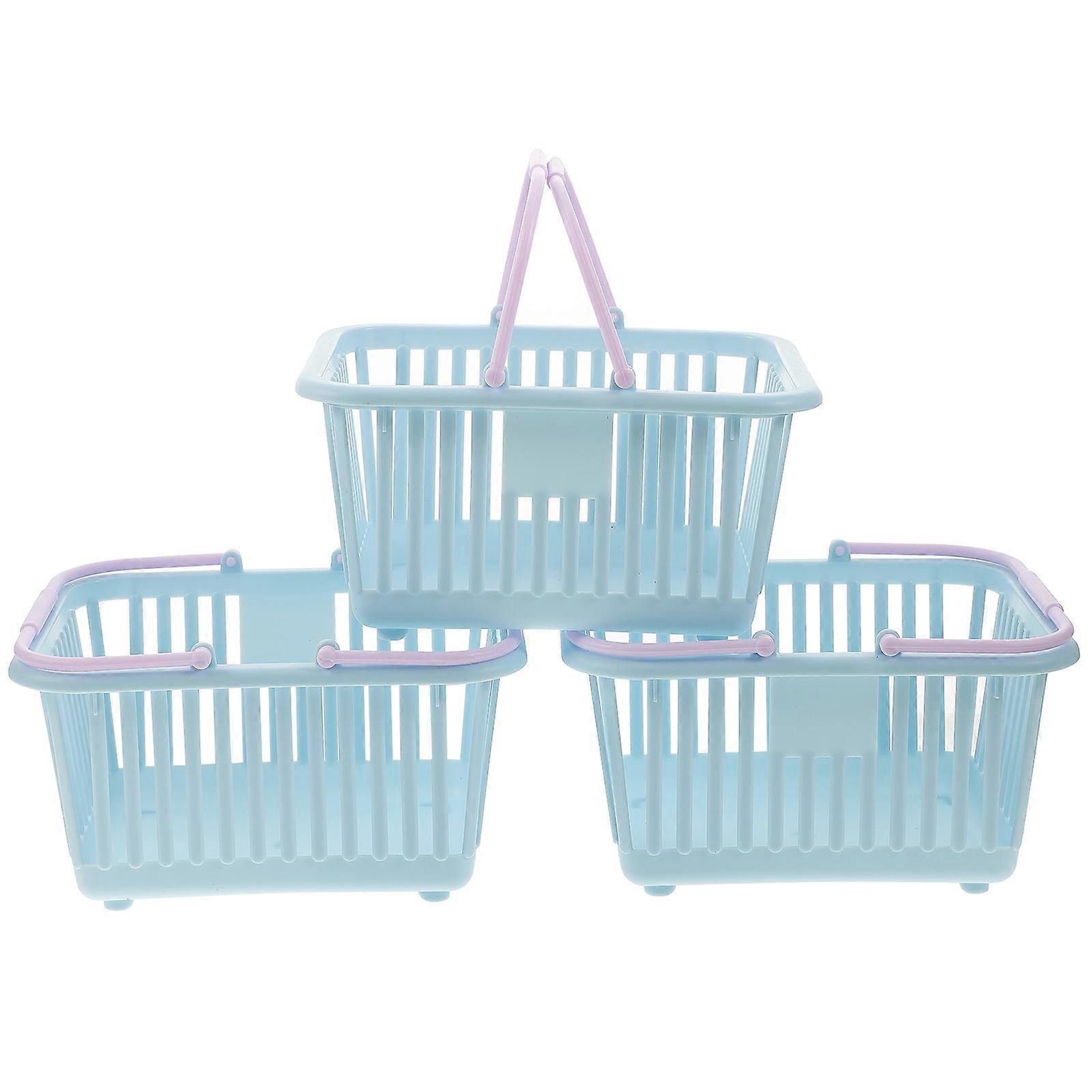 3pcs Small Toy Basket Plastic Baskets with Handles Compact Desktop Sundries Basket