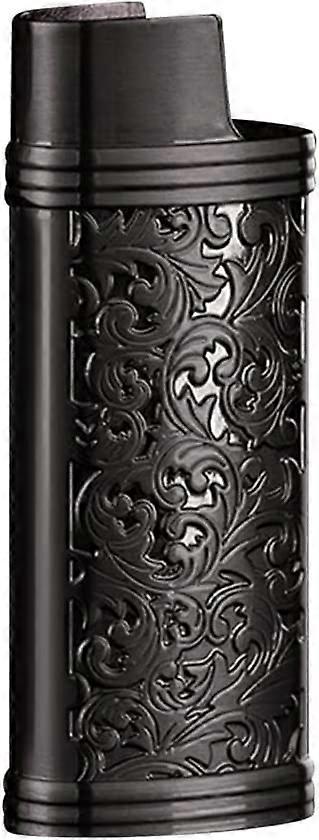 Mini Zinc Alloy Lighter Case Reusable Portable Lighter Case with Flower PatternSilver