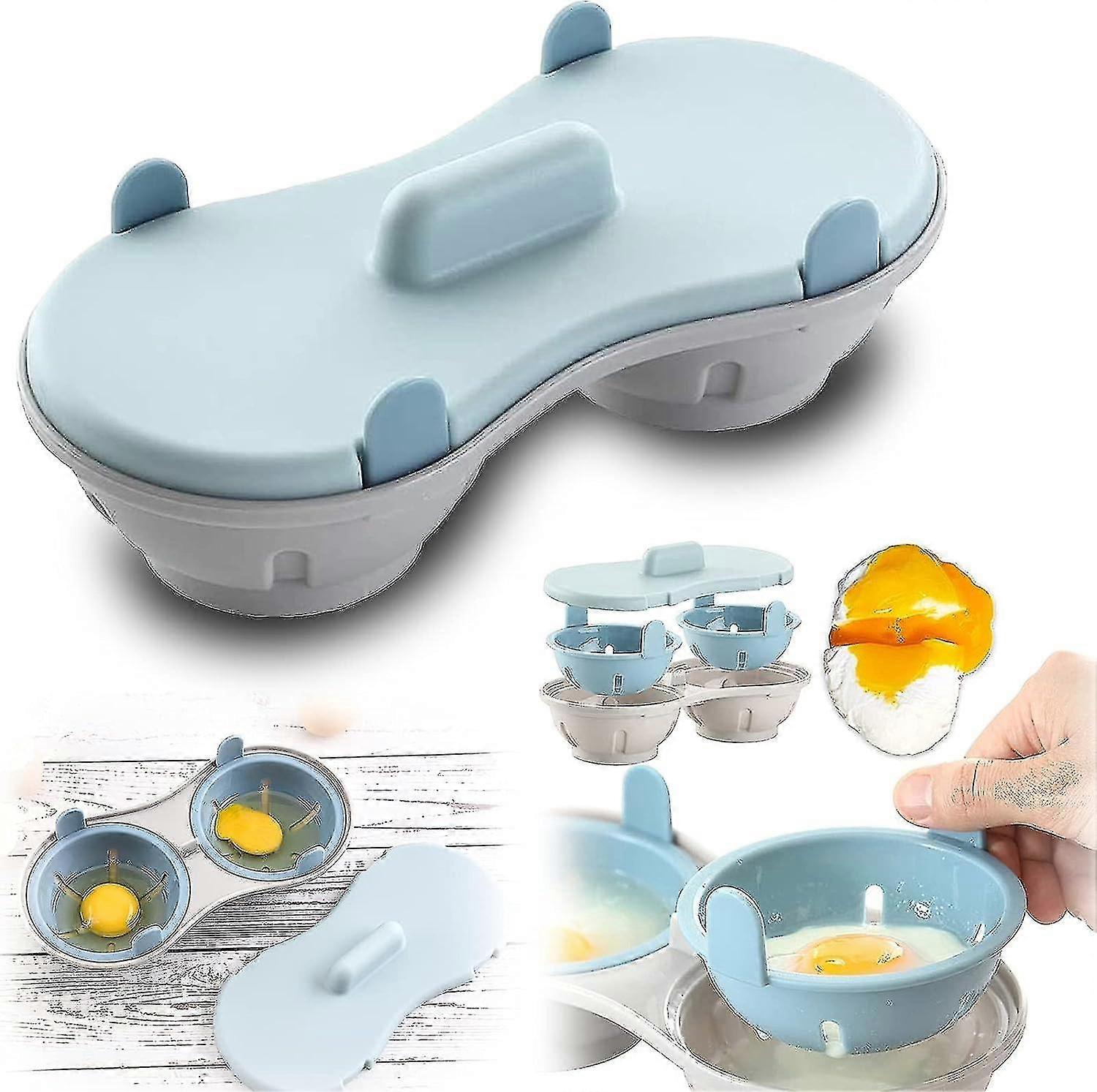 Microwave Eggs, Microwave Oven Egg Boiler, Quick Cook Eggs, For Nutritious Breakfast, Poached Eggs, Restaurant (light Blue)