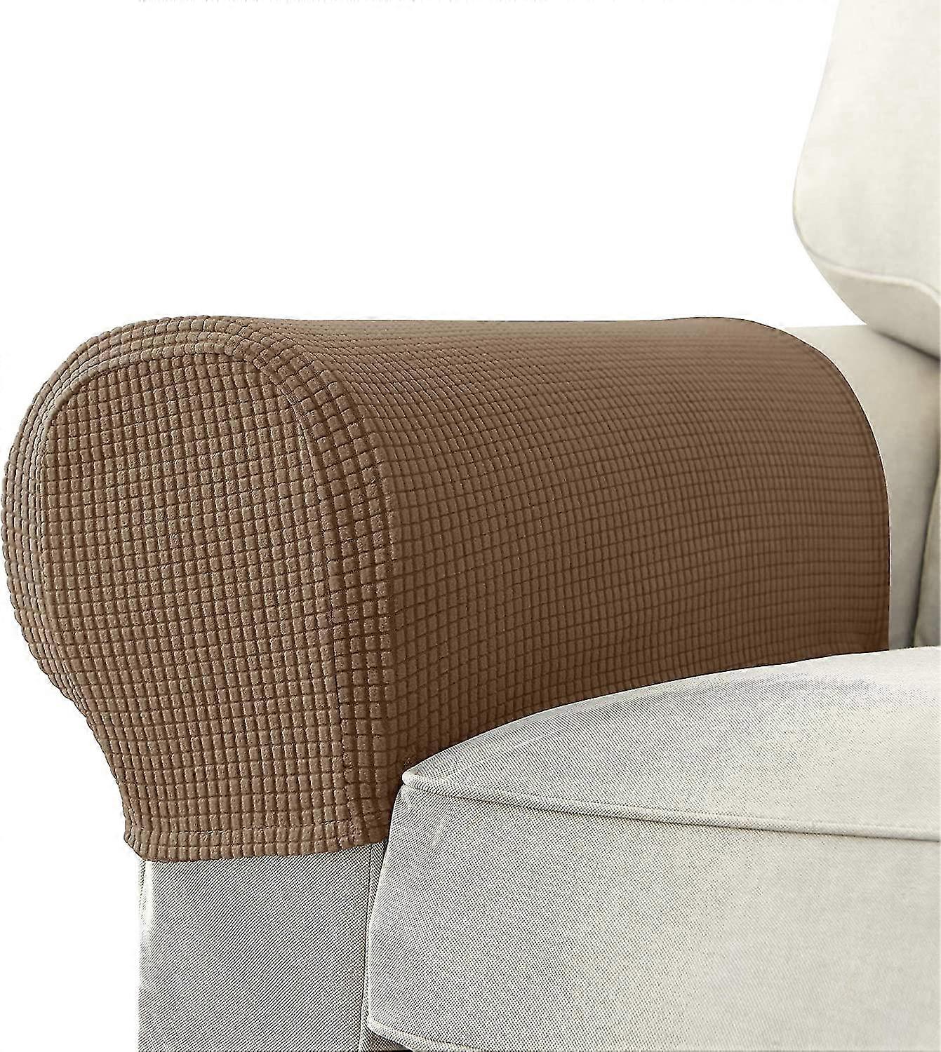 Set med 2 Jacquard Stretch Soffa Fåtölj Armrest Covers