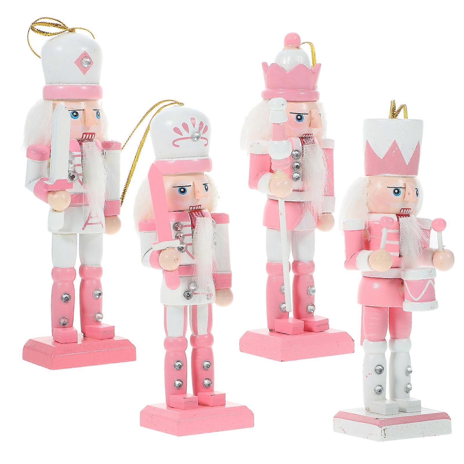 4pcs Christmas Nutcracker Adornments Xmas Hanging Pendants Nutcracker Desktop Decoration
