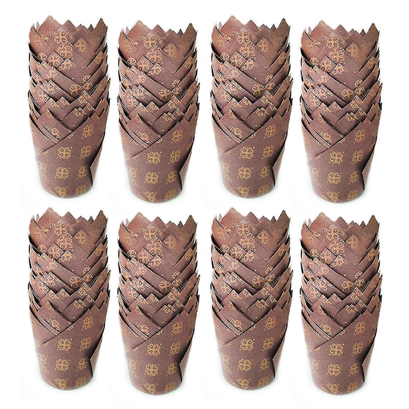 200pcs Leaf Tulip Cake Cups Heat-resistant Cute Eucalyptus Design Green Cupcake Wrappers For Wedding Party