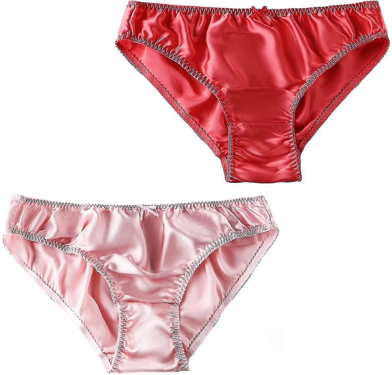 Mutandine da donna in seta di gelso, bikini sexy in seta, slip in seta, biancheria intima in raso, 2 pezzi