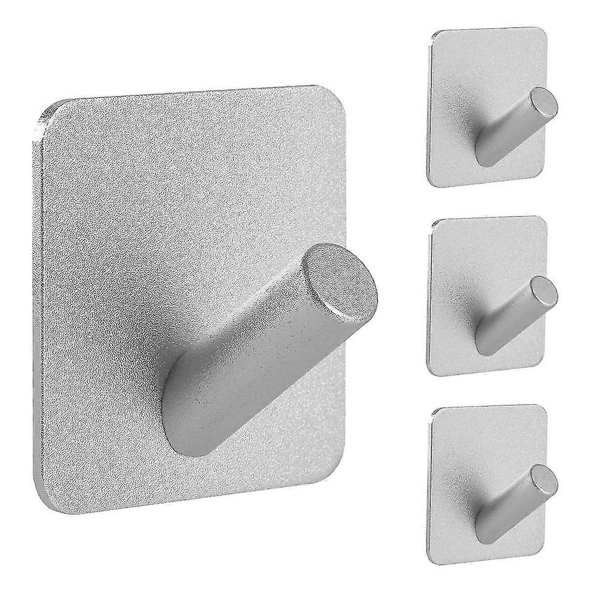 Heavy Duty Adhesive Hooks,Self-Adhesive Hooks,Square-Slash Hook for Home Schools and Offices(4Pcs) Silver