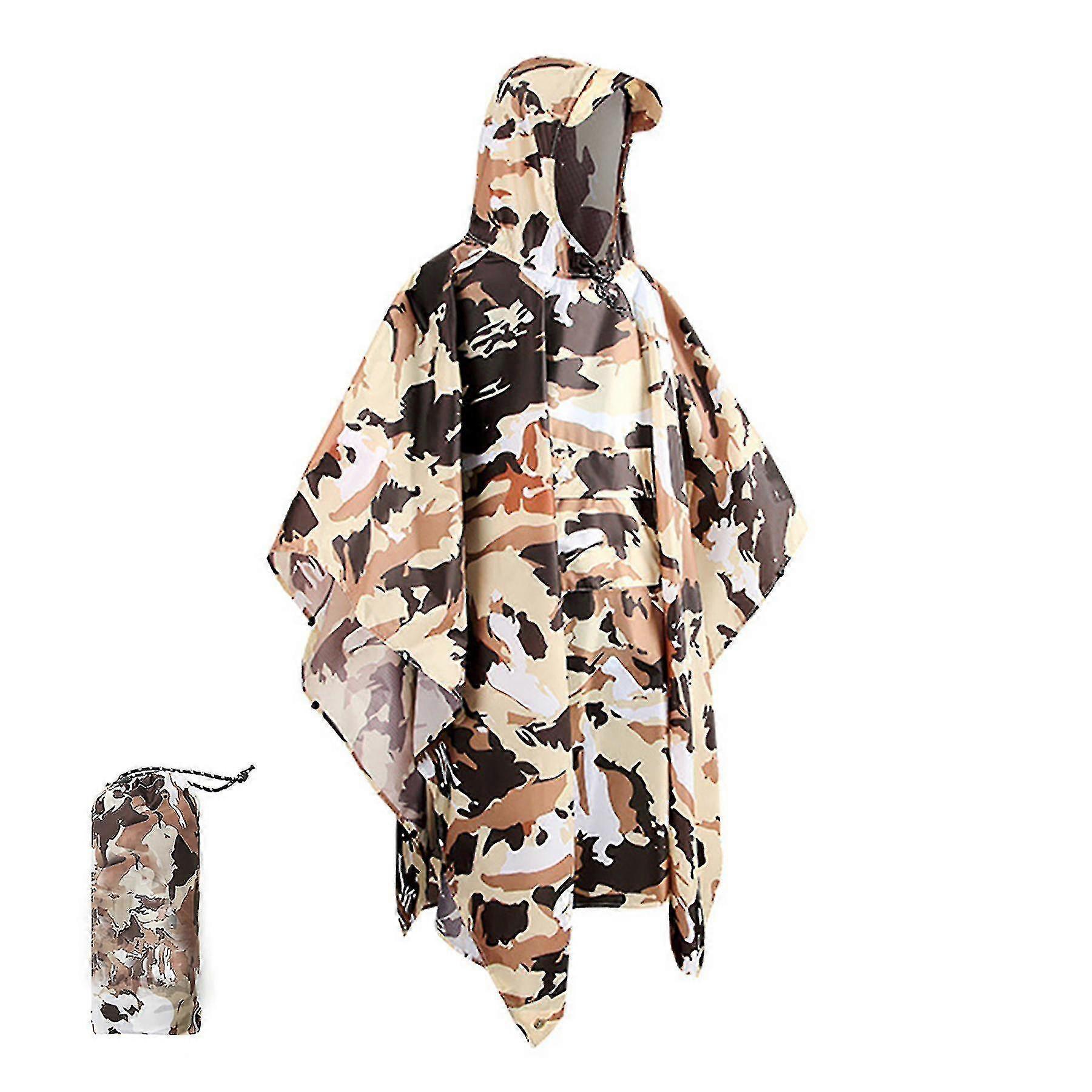 Military Style Poncho Multi Use Rip Stop Camouflage Rain Ponchohooded Waterproof Raincoat For Outdoor Activities