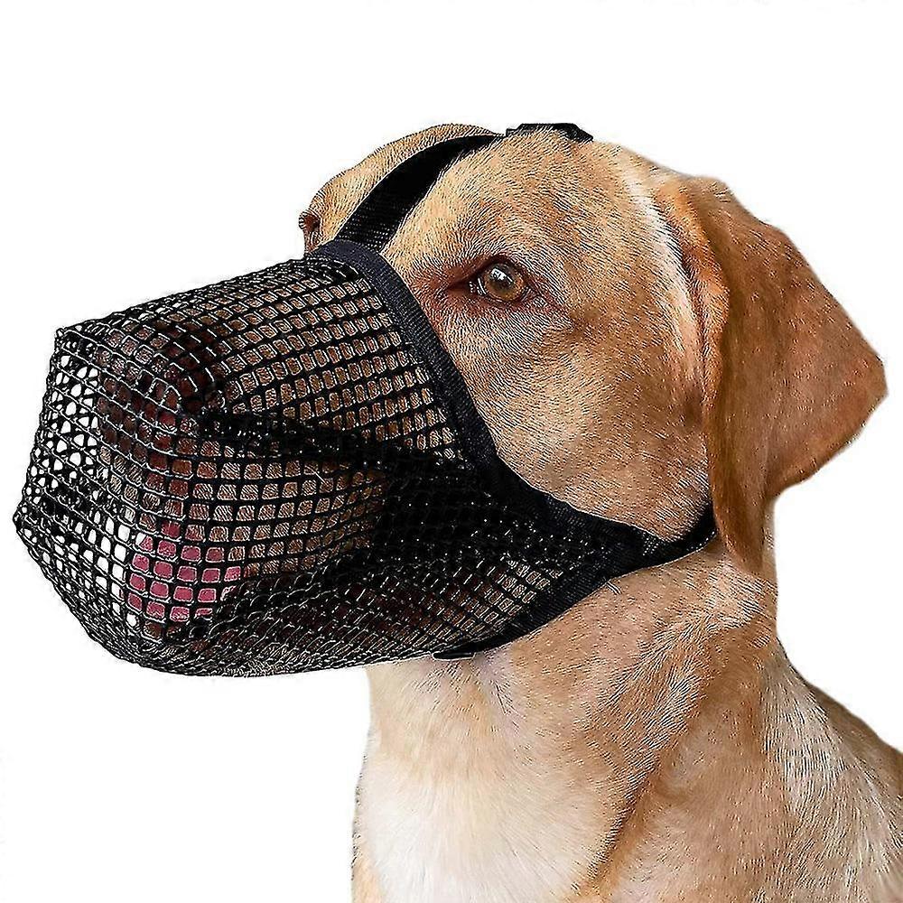 DLM Dog Muzzle Soft Mesh Muzzle for Small Medium Large Dogs,Breathable Adjustable Muzzles Allows Panting and Drinking XS black