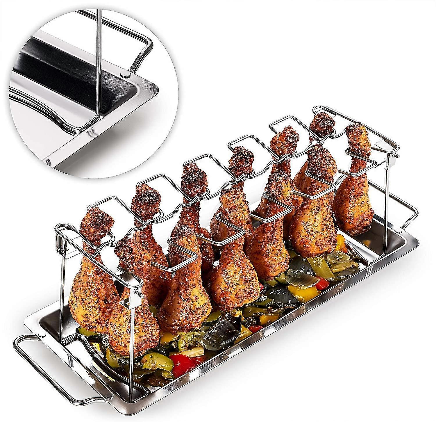 chicken leg holder with space for 14 legs, made of stainless steel
