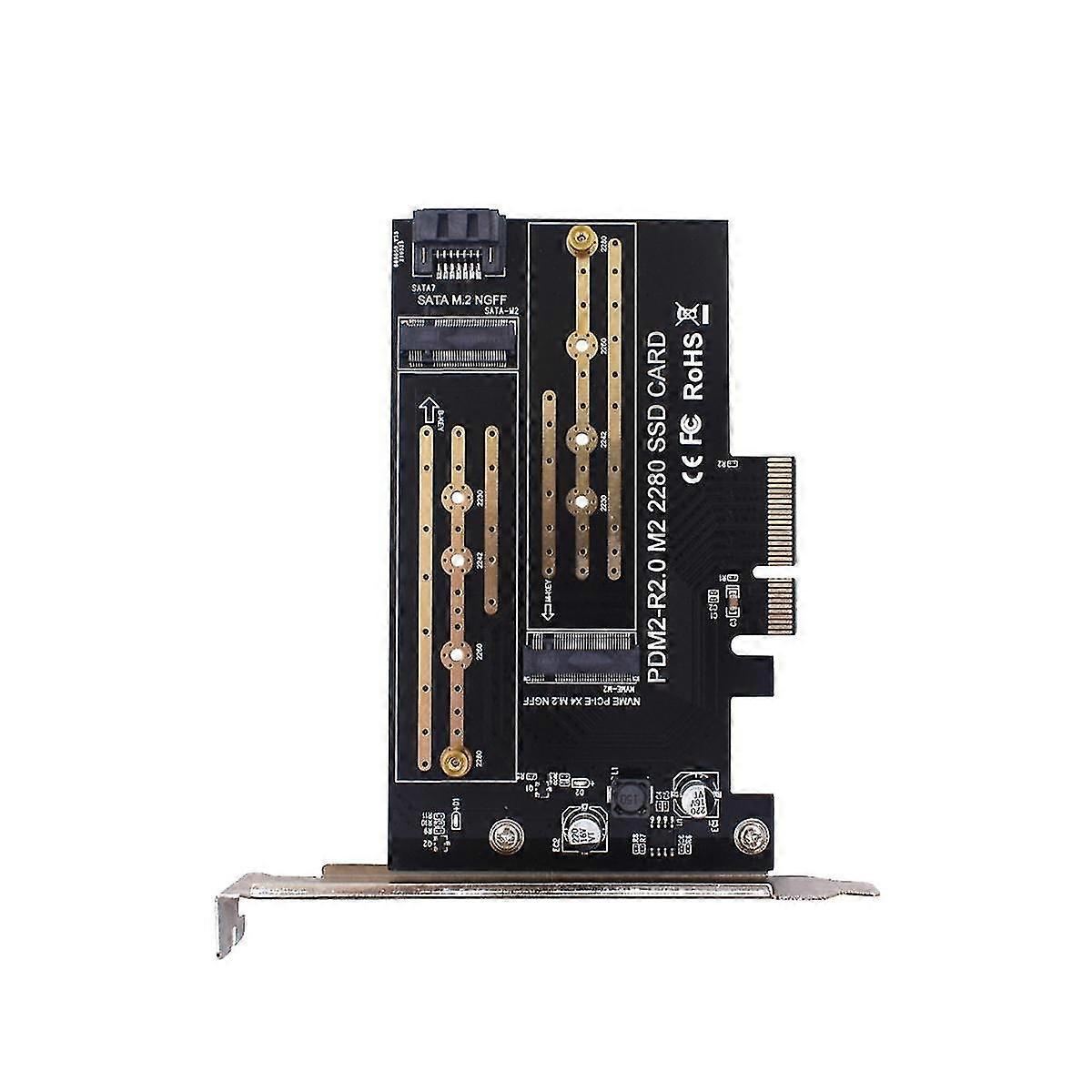 Pcie Adapter Board Dual M.2 Nvme To Pcie 4x M2 Ssd Adapter B/m Key Support Pci 3.0 2230-2280 Hard D