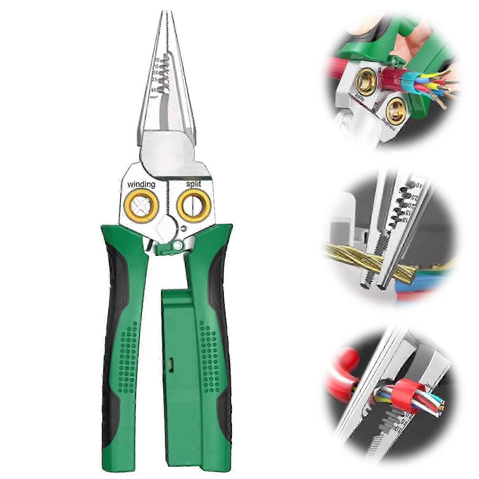 Wire Stripper with Electricity Measurement Function,8-in-1 Wire Stripping Pliers for Cutting and Pulling Wires, Cable Scissors