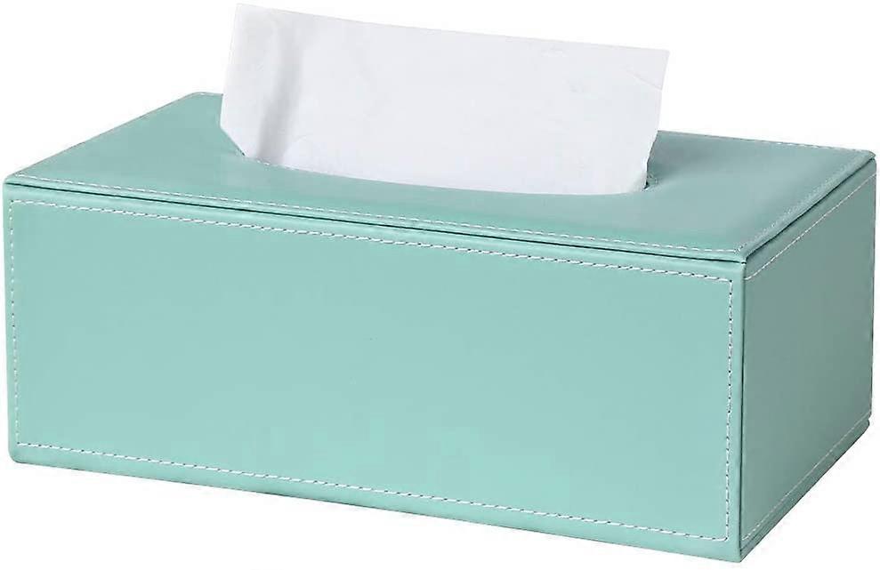 Caja rectangular de pañuelos de cuero (verde menta)