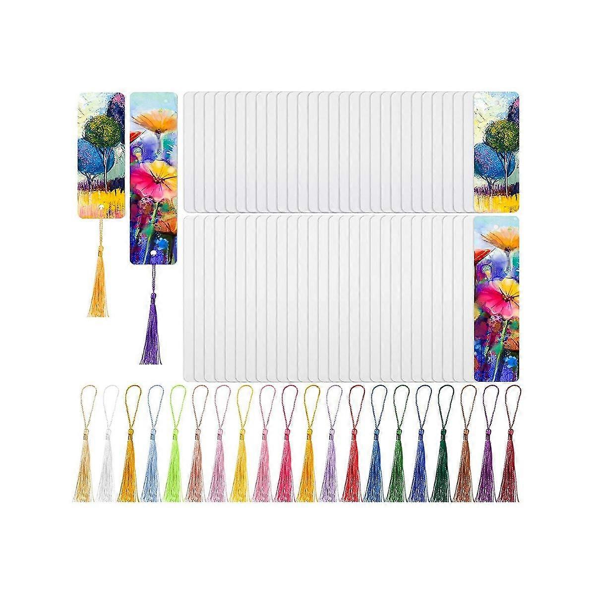 80 Pcs Sublimation Blank Bookmark Heat Transfer DIY Sublimation Bookmarks with Hole and 80 Pieces C