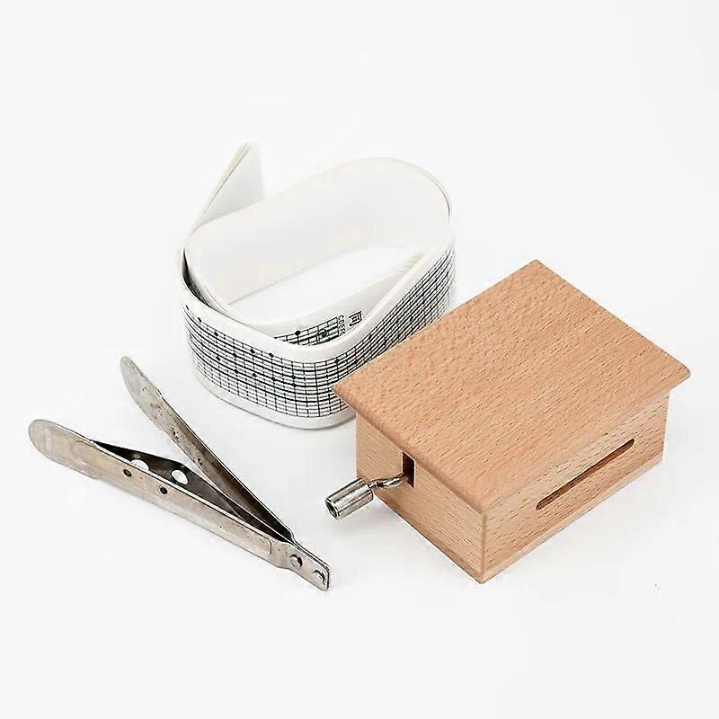 Hand-Cranked Music Box Wooden Box With Hole Puncher And Paper Tapes Creative Diy Log Color Can Compose Music Box Special Gifts