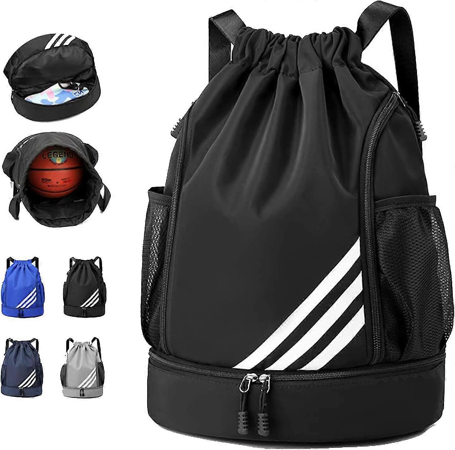 2023 New Design Sports Backpacks Waterproof Drawstring Backpack Sports Gym Bag With Shoe Compartment And Water Bottle Holder