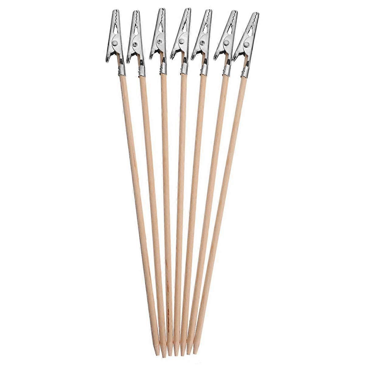 100 Pcs Bamboo Alligator Clamp Clips Stick Long- Tailed Alligator Clip Photo Holder Stand Memo Clip