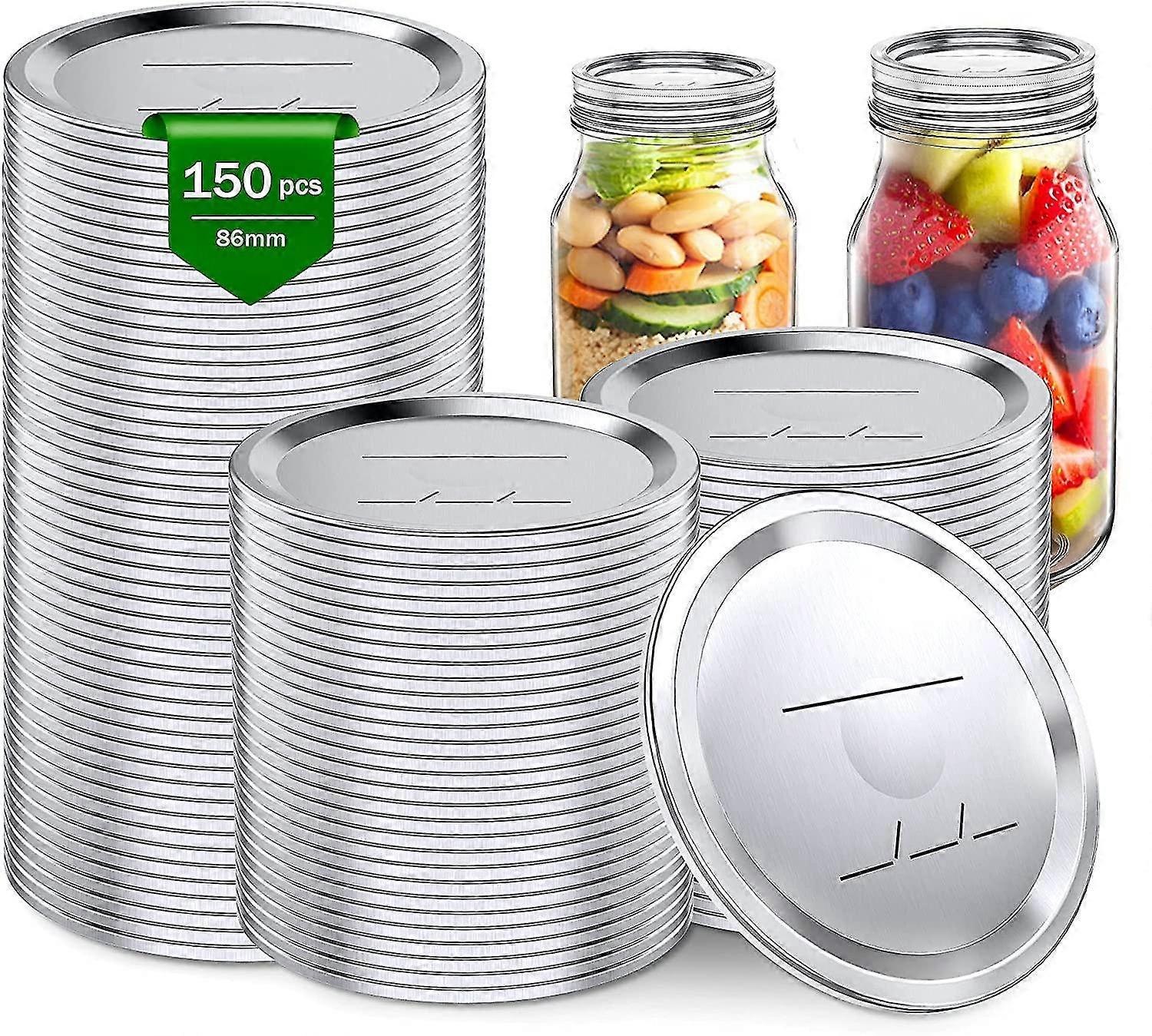 Canning Lids, Mason Jar Lids, 150 Count Wide Mouth Canning Lids For ,kerr Jars, Food Grade Material Reusable Leak Proof Split Type Lids 100% Fit & Air