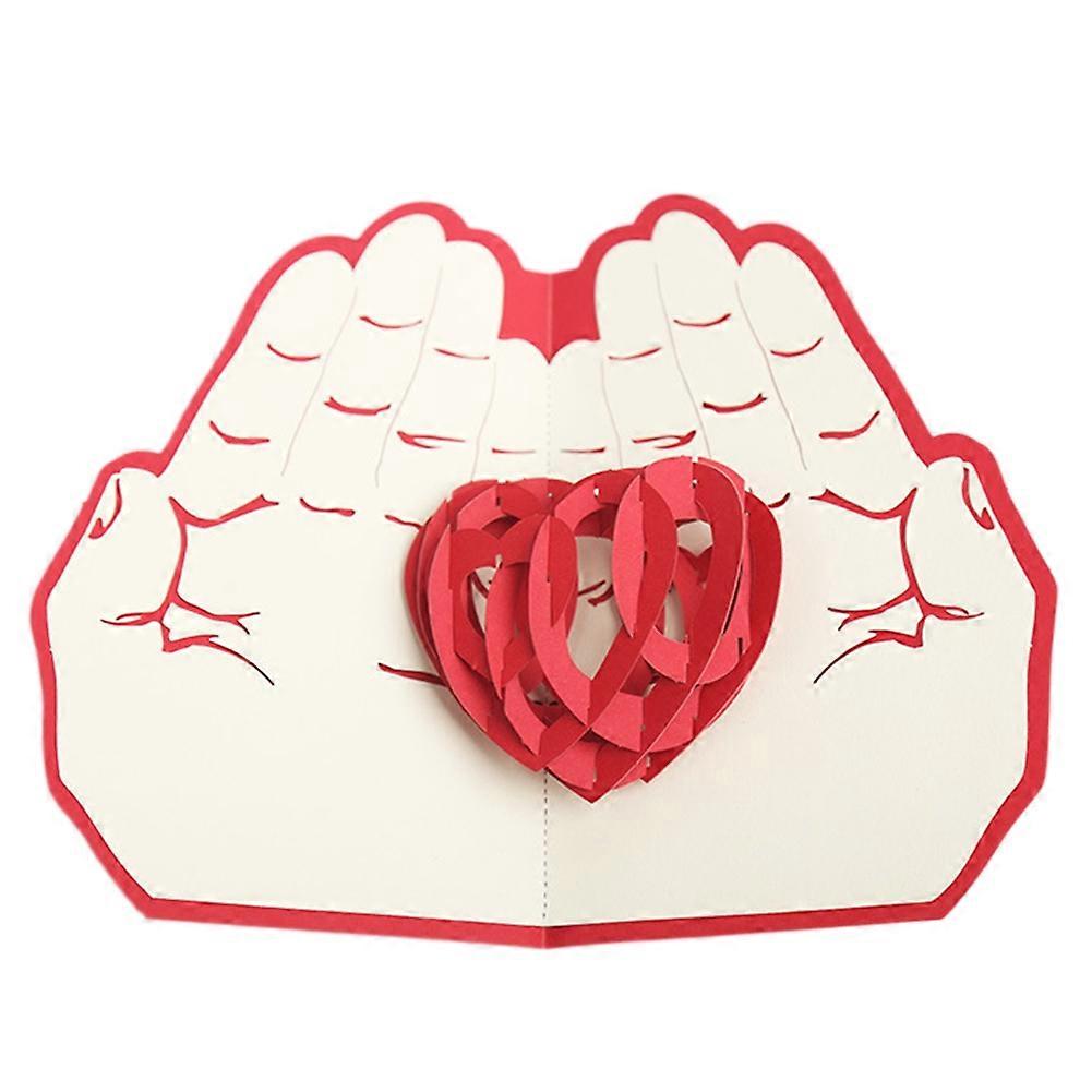 3D Pop Up Greeting Card Heart in Hand Anniversary Birthday Wedding Craft Gift