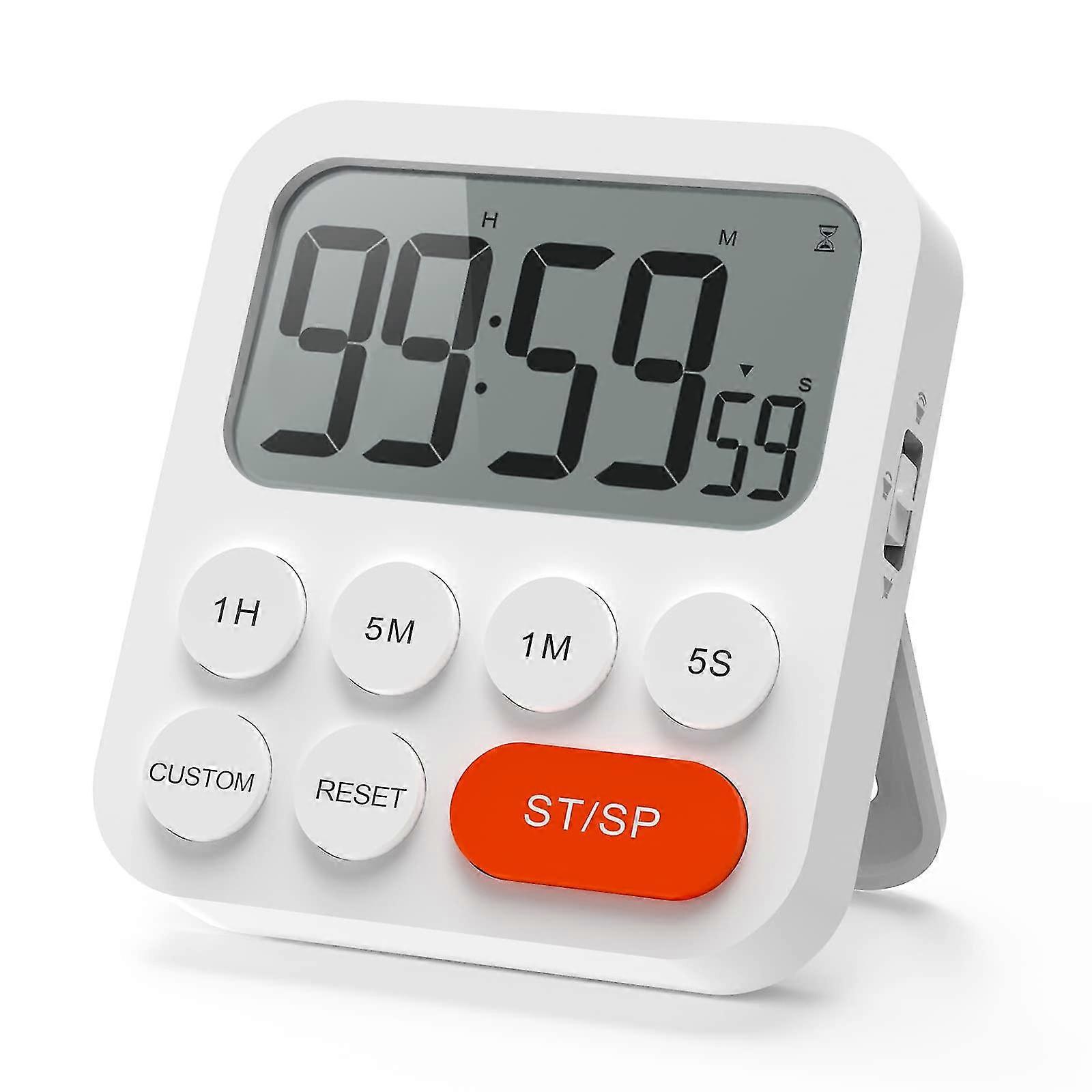 Digital Kitchen Timer, Magnetic Stopwatch Timer With Clock, Lcd Display For Cooking