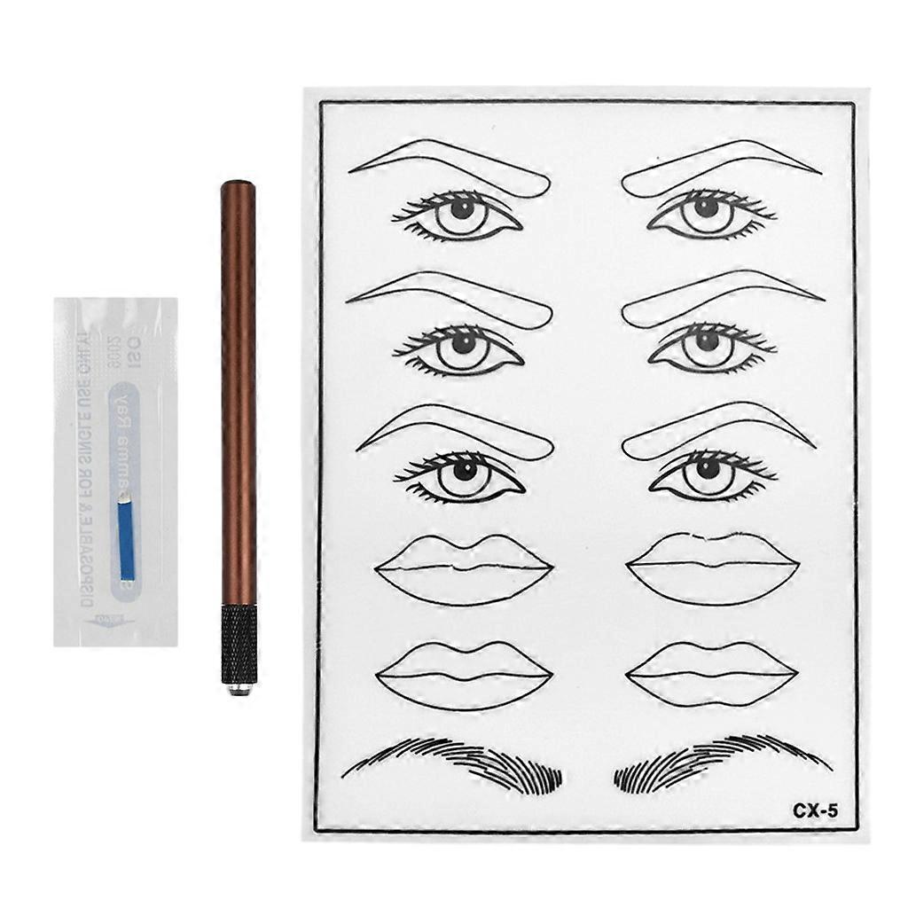 Microblading Eyebrow Permanent Makeup Kit Tattoo Pen Needle Practice Skin Eyebrow C