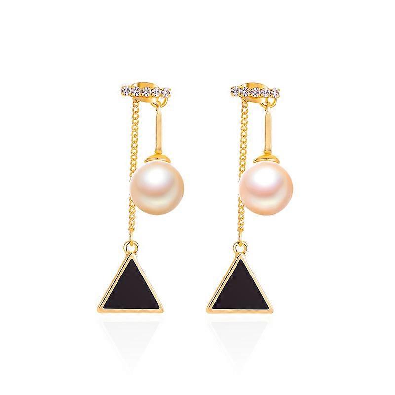 Faux Pearl Triangular Stud Earrings