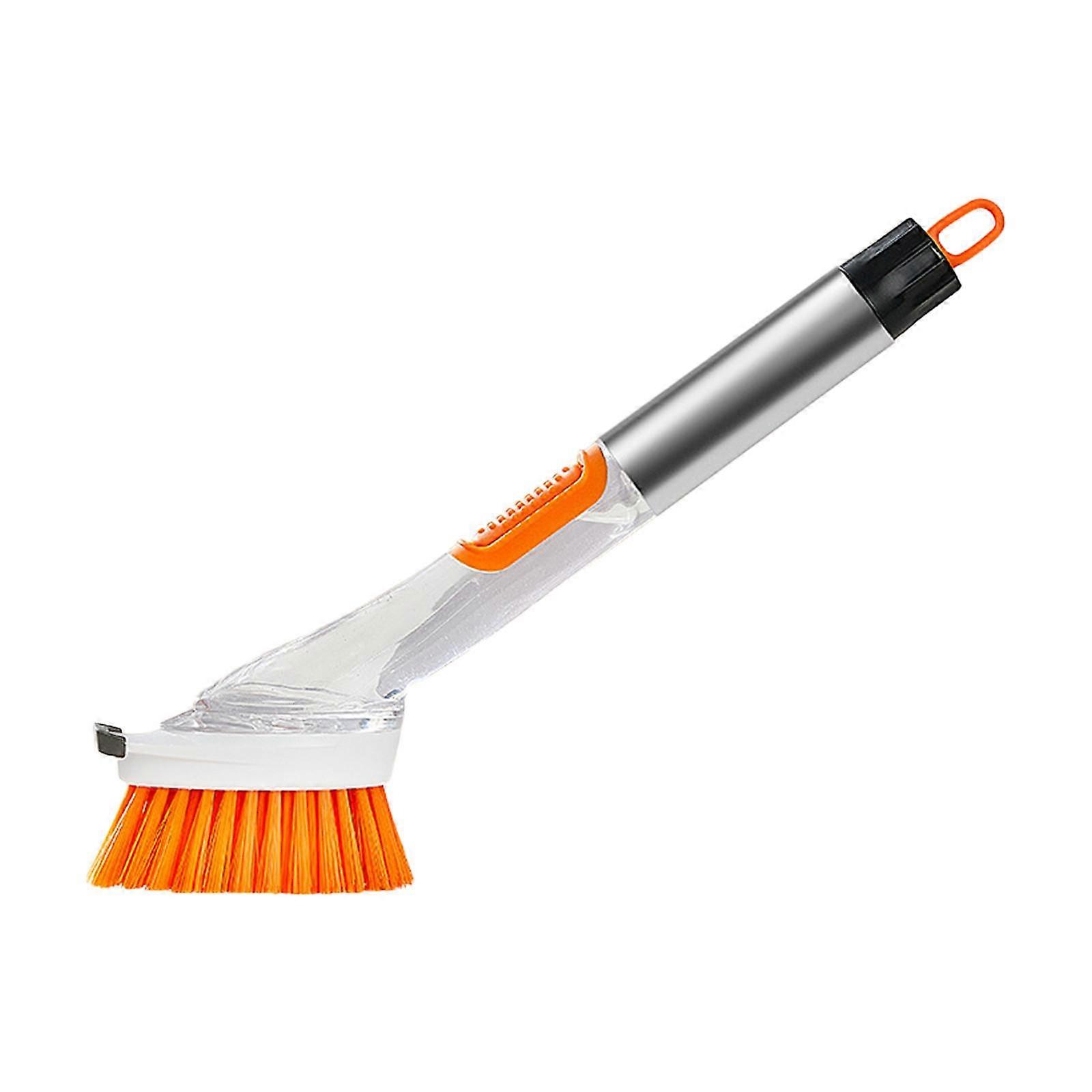 (SU)Dish Brush With Soap Dispenser Kitchen Dish Scrub Brush With Replaceable Brush Head