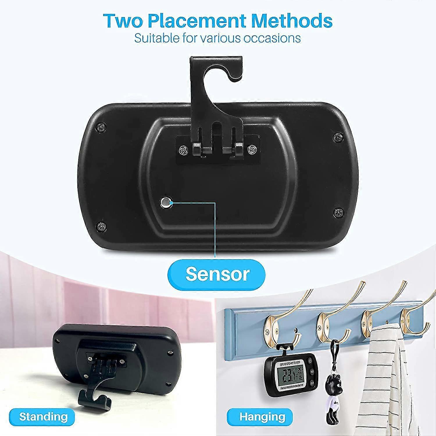 2pcs digital meter -20c to 50c,with hook,lcd,maximum and minimum temperature record (white)