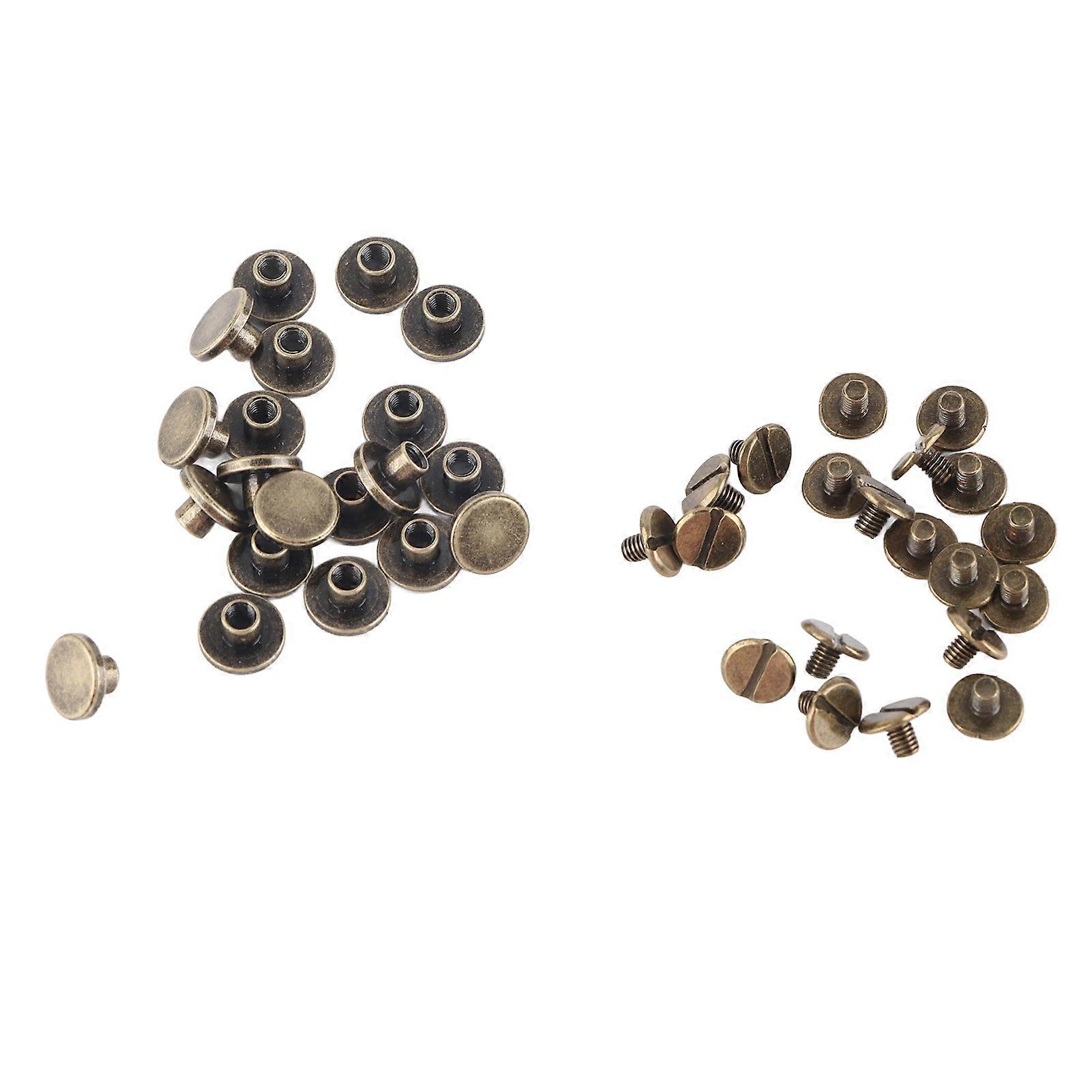 20pcs شقة رئيس النحاس النحاس مسامير المكسرات المسامير المسامير الجلود كاب التبعي (5mm)
