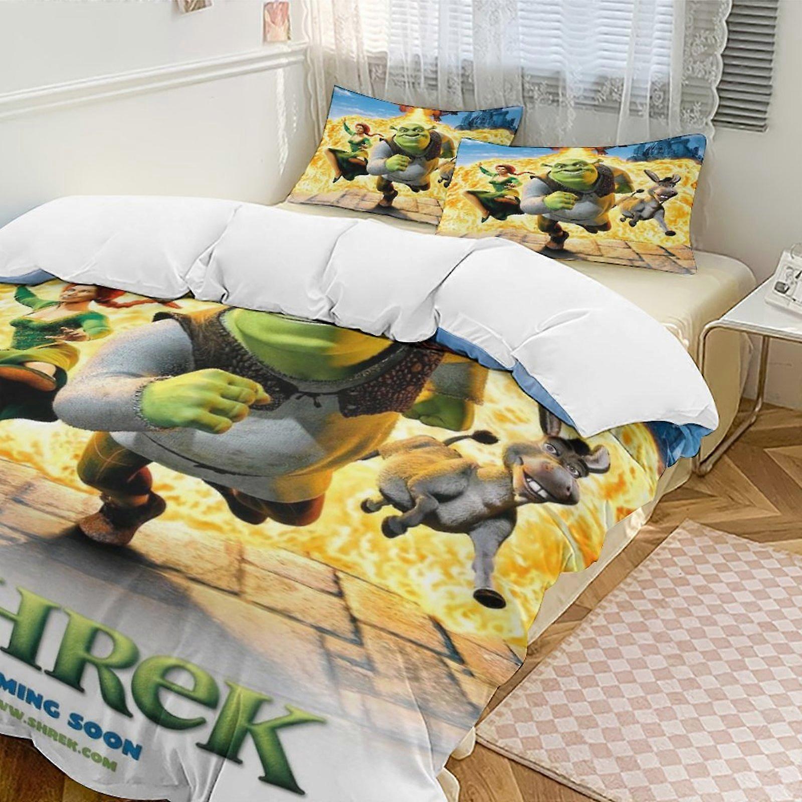 a2219 Lençóis Shrek Conjunto de Cama Capa de Edredão Tema dos Desenhos Animados Lençóis de Quarto Infantil iip2219