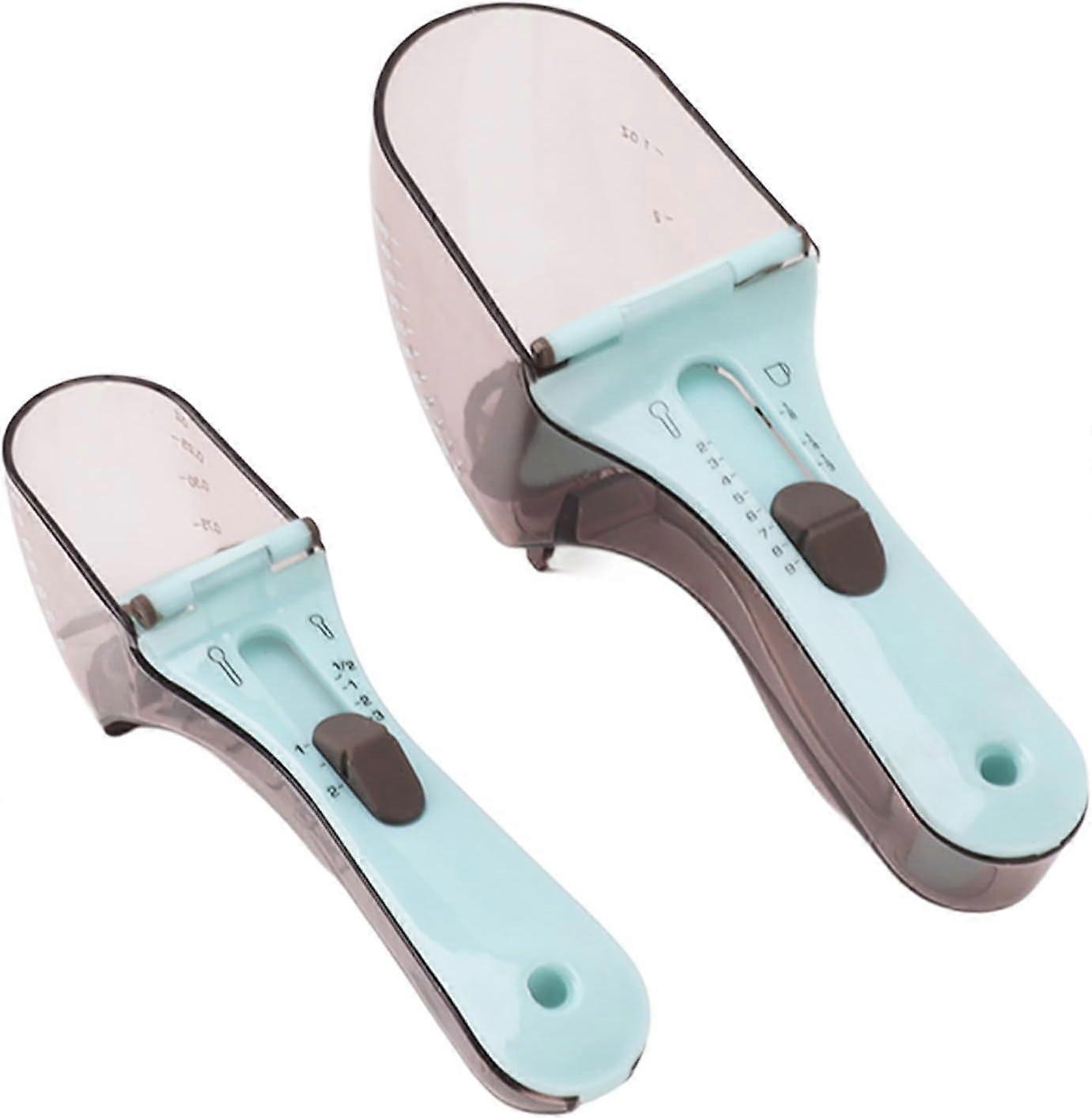 Adjustable Measuring Spoon, Precise Quantitative Measurement 2 Pieces Multifunctional Kitchen Measuring Spoon with Scale for Cooking Baking