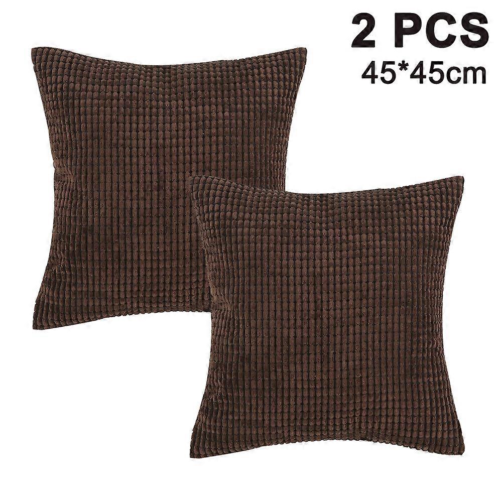 Pack of 2, Corduroy Soft Decorative Square Throw Pillow Cover Cushion