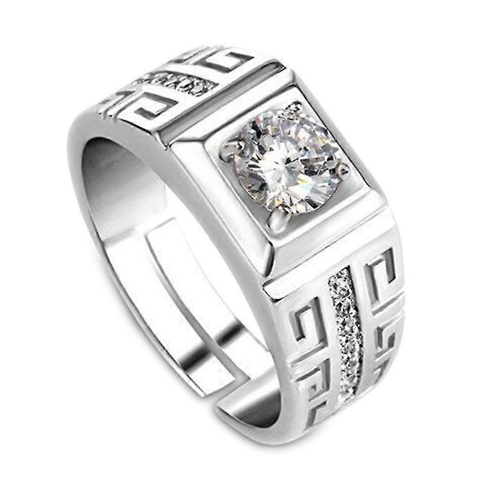 1 Pcs Élégant Diamant Bague pour hommes Cristal Anneaux ouverts Bijoux de mariage pour hommes -Il peut être réglable