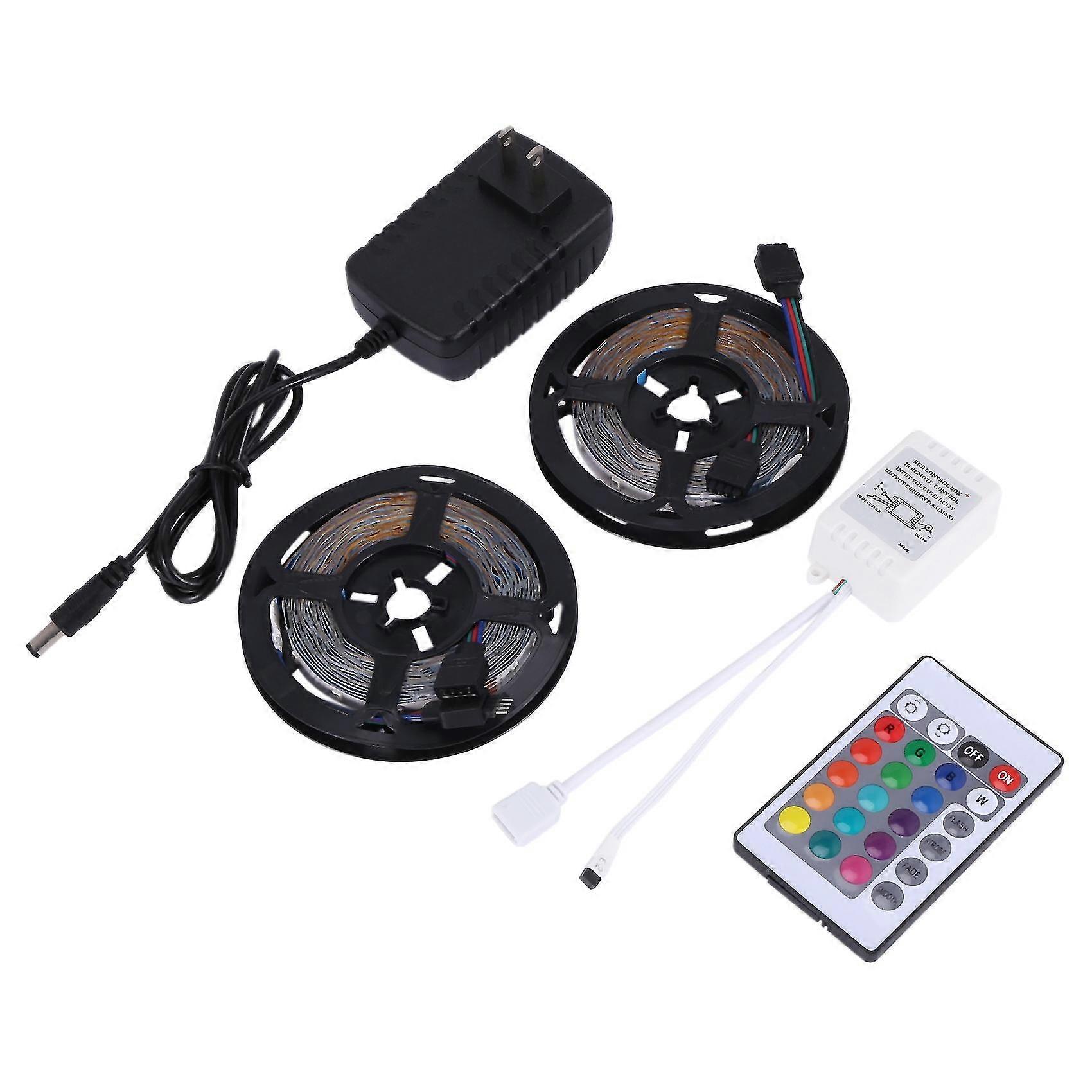 2x 5m Rgb Led Light Strip + 24 Key Ir Remote Controller Dc12v Us Plug