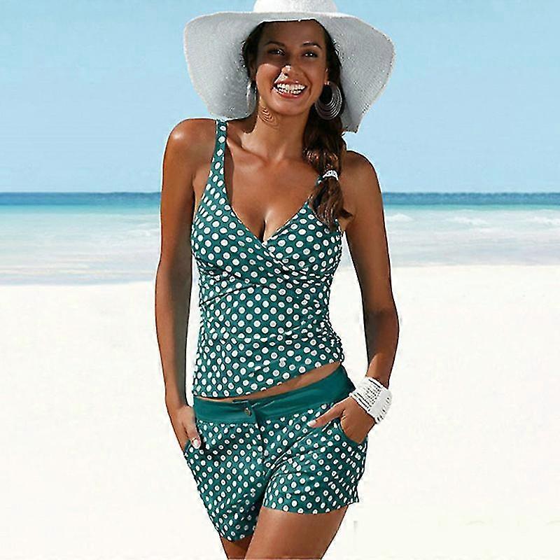Femmes Push Up Tankini Set Polka Dot Maillot de bain Garçon Shorts Maillot de bain Maillot de bain Beachwear