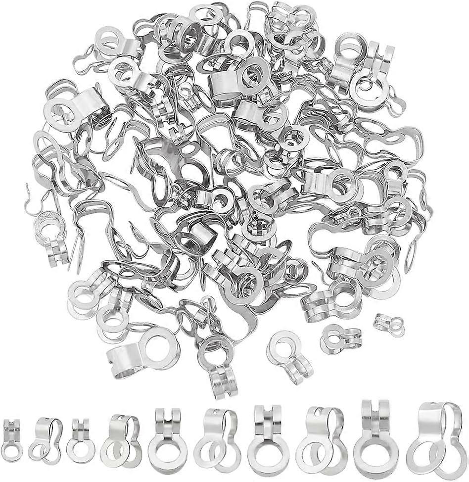 150 Pcs Ball Chain Pull Loop Connectors 5 Styles Double Ring Style Link Loop Connectors 304 Steel Stainless Chain Connectors Jewelry Clasp Findings fo