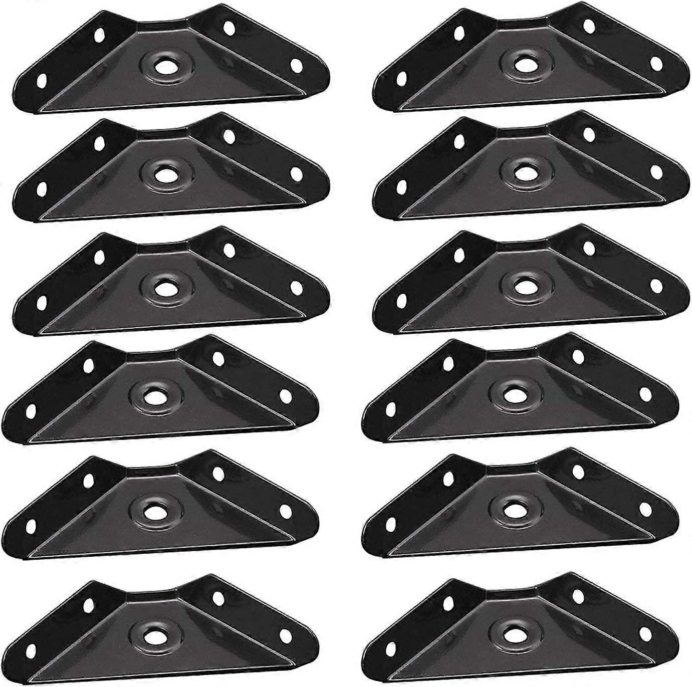 Steel Corner Braces Joint Trapeziform Angle Code Brackets Corner Brace Support Bracket Fastener (12pcs, black)