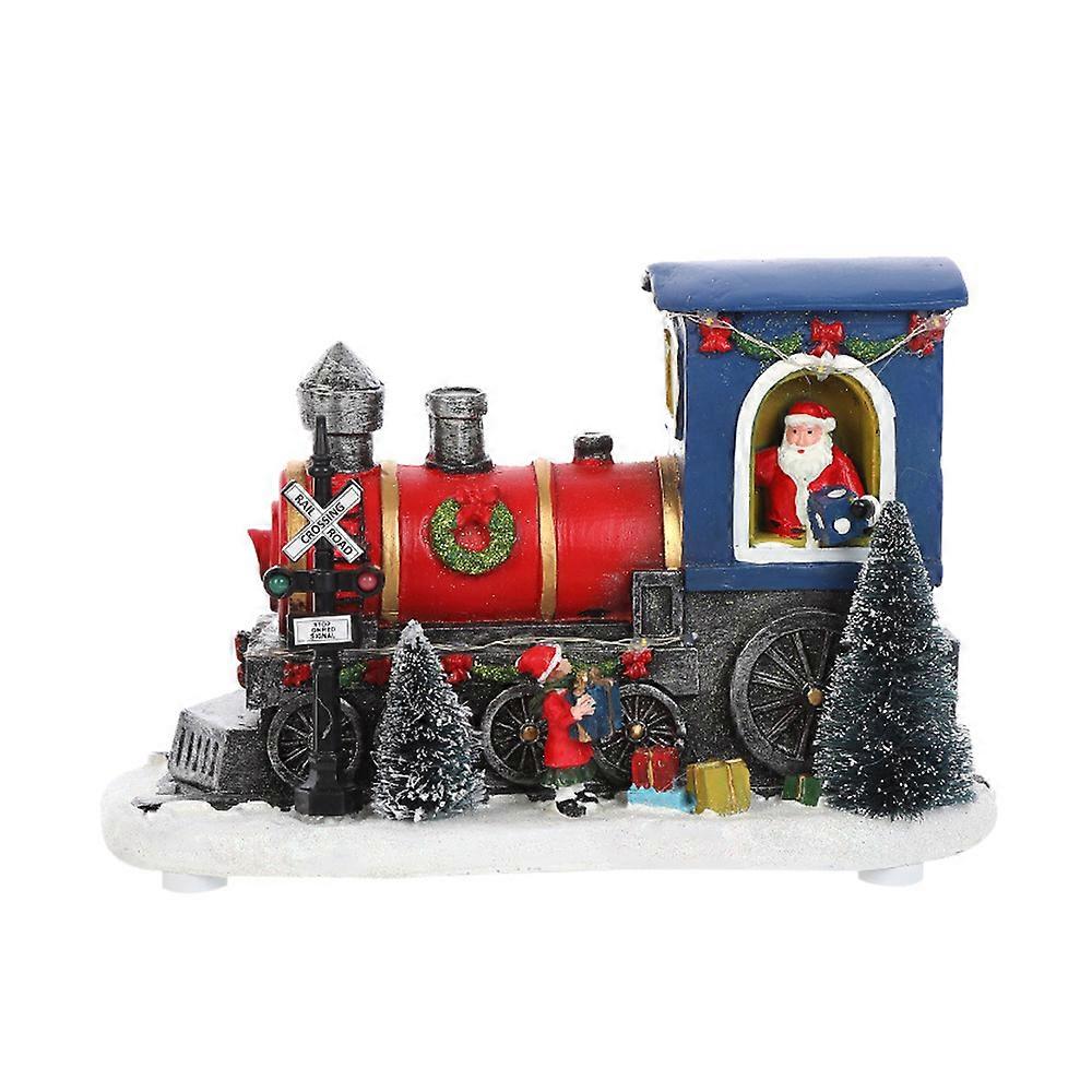 Poupées de Noël Père Noël - Lampe de table lumineuse avec figurine de train à décor LED