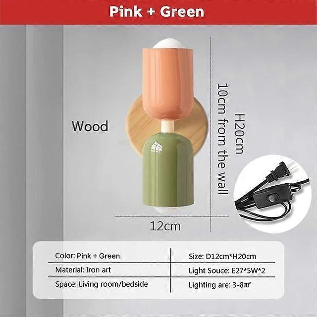 Jelivey Nordic LED Wall Lamp Minimalist Macaron With Plug Decor Light For Bedroom Bedside Living Roo