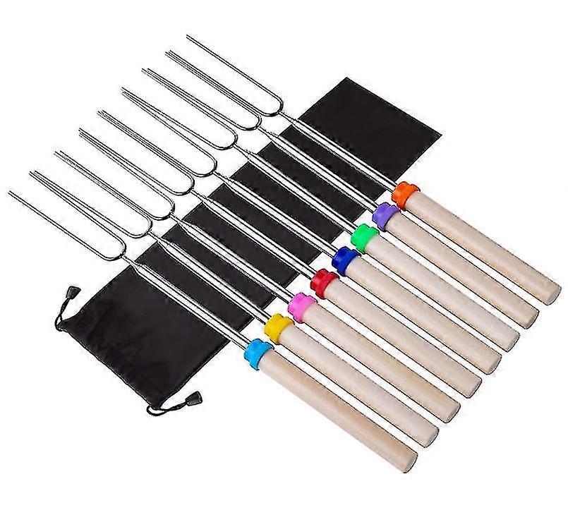 8pcs Extendable Less Steel Bbq Fork Barbecue S