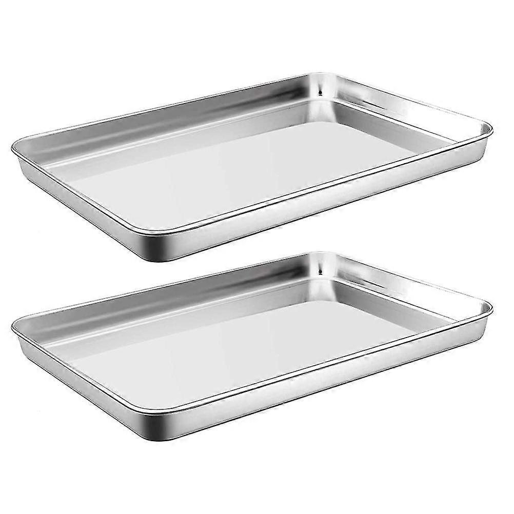 2 Pcs Round Griddle Rectangular Cake Pan Stainless Steel Baking Sheet Rectangular Baking Dish Appetizer Plate Meatloaf Pan